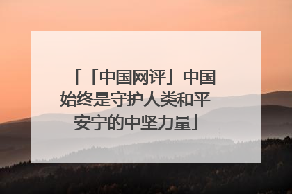 「中国网评」中国始终是守护人类和平安宁的中坚力量