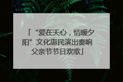 “爱在天心，情暖夕阳”文化惠民演出奏响父亲节节日欢歌