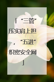 “三管”压实肩上担，“五进”织密安全网