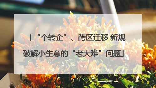 “个转企”、跨区迁移 新规破解小生意的“老大难”问题