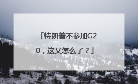 特朗普不参加G20，这又怎么了？