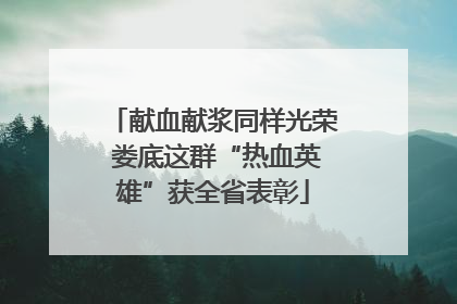 献血献浆同样光荣 娄底这群“热血英雄”获全省表彰