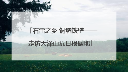 石雷之乡 铜墙铁壁——走访大泽山抗日根据地