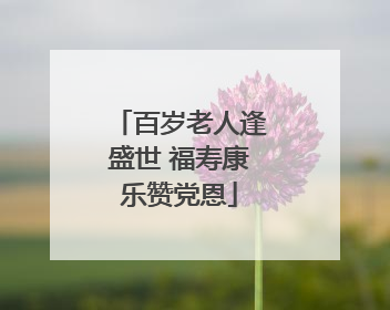 百岁老人逢盛世 福寿康乐赞党恩