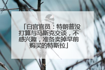 白宫官员：特朗普没打算与马斯克交谈，不感兴趣，准备卖掉早前购买的特斯拉