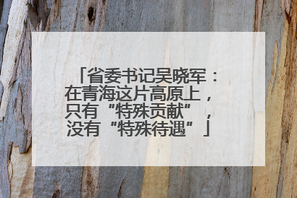 省委书记吴晓军：在青海这片高原上，只有“特殊贡献”，没有“特殊待遇”