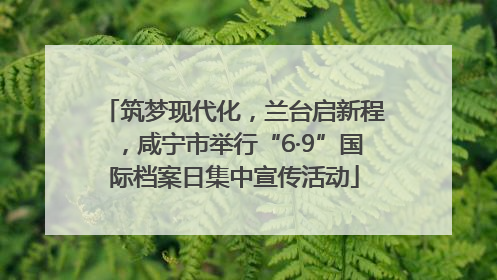筑梦现代化，兰台启新程，咸宁市举行“6·9”国际档案日集中宣传活动