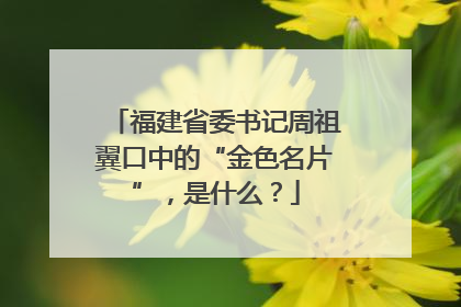 福建省委书记周祖翼口中的“金色名片”，是什么？
