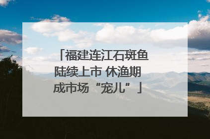 福建连江石斑鱼陆续上市 休渔期成市场“宠儿”