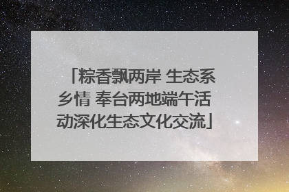 粽香飘两岸 生态系乡情 奉台两地端午活动深化生态文化交流