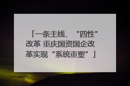 一条主线、“四性”改革 重庆国资国企改革实现“系统重塑”