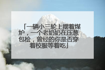 一辆小三轮上摆着煤炉，一个老奶奶在压葱包桧，曾经的你是否穿着校服等着吃