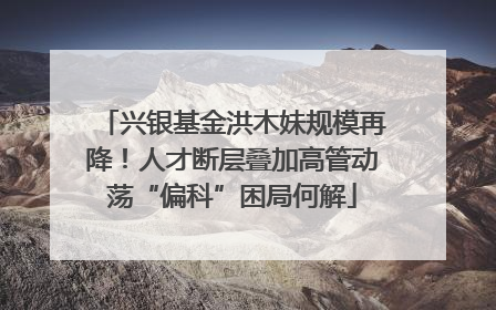兴银基金洪木妹规模再降！人才断层叠加高管动荡“偏科”困局何解