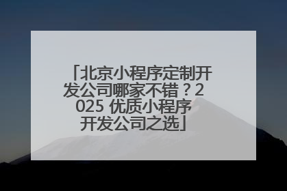 北京小程序定制开发公司哪家不错？2025 优质小程序开发公司之选