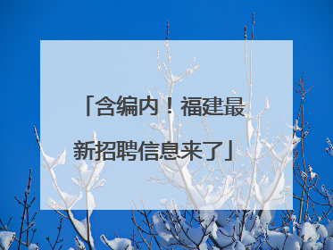 含编内！福建最新招聘信息来了