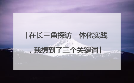 在长三角探访一体化实践，我想到了三个关键词