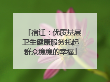 宿迁：优质基层卫生健康服务托起群众稳稳的幸福