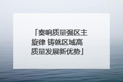 奏响质量强区主旋律 铸就区域高质量发展新优势