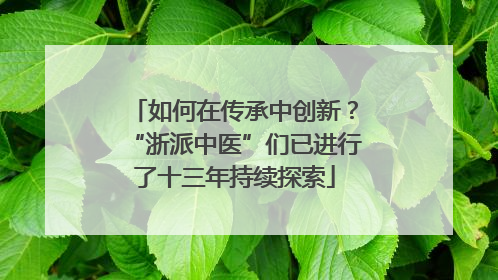 如何在传承中创新？“浙派中医”们已进行了十三年持续探索