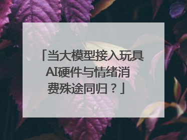 当大模型接入玩具 AI硬件与情绪消费殊途同归？
