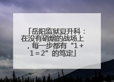 岳阳监狱夏升科：在没有硝烟的战场上，每一步都有“1＋1＝2”的笃定