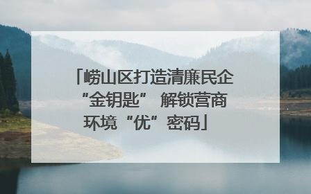 崂山区打造清廉民企“金钥匙” 解锁营商环境“优”密码