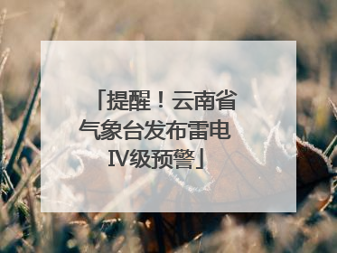 提醒！云南省气象台发布雷电Ⅳ级预警