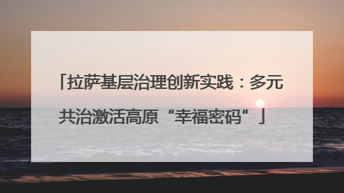 拉萨基层治理创新实践：多元共治激活高原“幸福密码”