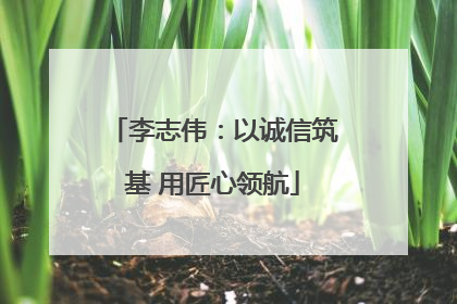 李志伟：以诚信筑基 用匠心领航