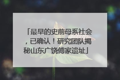 最早的史前母系社会，已确认！研究团队揭秘山东广饶傅家遗址