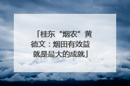 桂东“烟农”黄德文：烟田有效益就是最大的成就