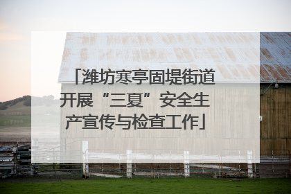 潍坊寒亭固堤街道开展“三夏”安全生产宣传与检查工作