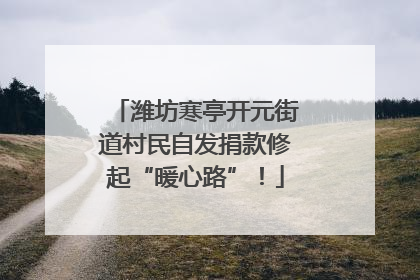 潍坊寒亭开元街道村民自发捐款修起“暖心路”！