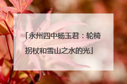 永州四中杨玉君：轮椅拐杖和雪山之水的光