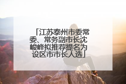 江苏泰州市委常委、常务副市长沈峻峰拟推荐提名为设区市市长人选