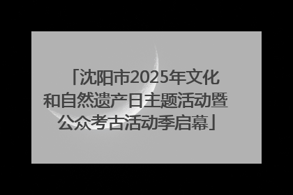沈阳市2025年文化和自然遗产日主题活动暨公众考古活动季启幕