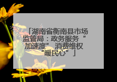 湖南省衡南县市场监管局：政务服务“加速度” 消费维权“暖民心”