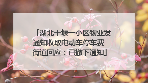 湖北十堰一小区物业发通知收取电动车停车费 街道回应：已撤下通知