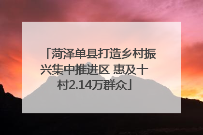 菏泽单县打造乡村振兴集中推进区 惠及十村2.14万群众