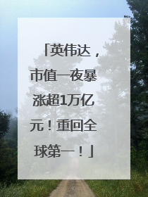 英伟达，市值一夜暴涨超1万亿元！重回全球第一！
