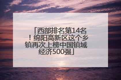 西部排名第14名！绵阳高新区这个乡镇再次上榜中国镇域经济500强