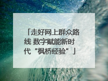 走好网上群众路线 数字赋能新时代“枫桥经验”