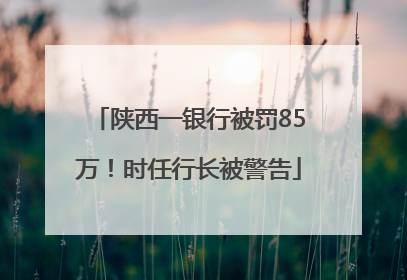 陕西一银行被罚85万！时任行长被警告