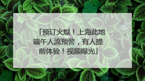 预订火爆！上海此地端午人流预警，有人提前体验！视频曝光