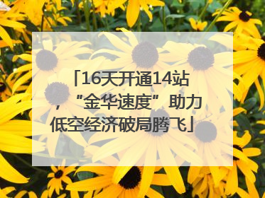 16天开通14站，“金华速度”助力低空经济破局腾飞