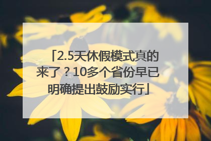 2.5天休假模式真的来了？10多个省份早已明确提出鼓励实行