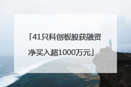 41只科创板股获融资净买入超1000万元